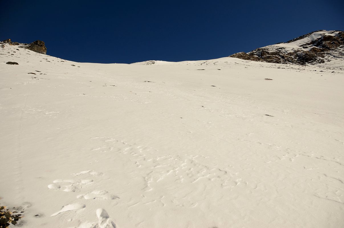 02 Looking Up At The Slope Ahead Climbing Dhampus Peak 